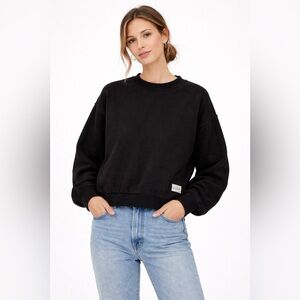 Wolven Black Reclaimed Cotton Crewneck Sweatshirt LA Made Minimalist Small